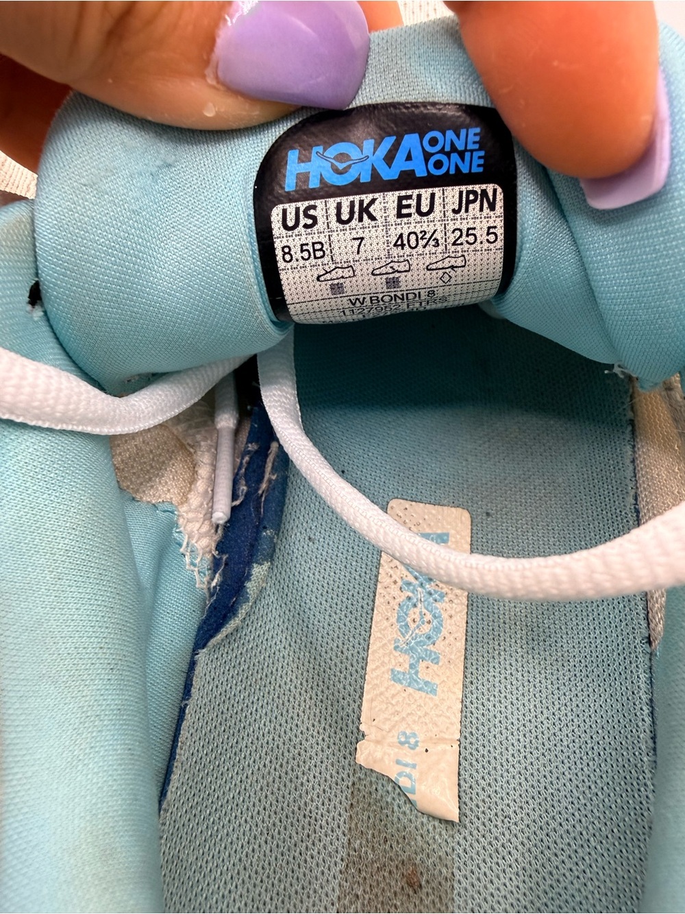 HOKA Bondi 8 Rose Gold White Womens‎ Running Walking Athletic Sneakers Size 8.5 - Picture 11 of 16